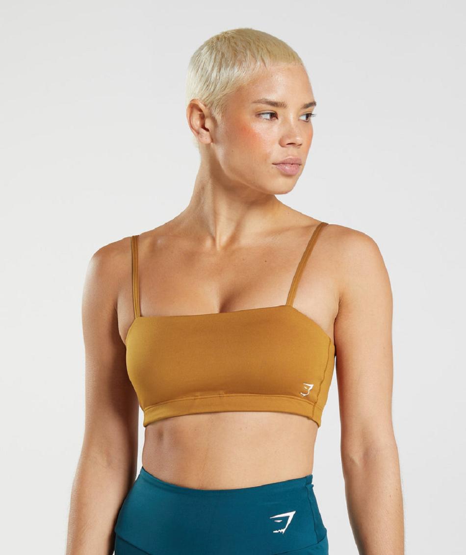 Gymshark Bandeau Ženske Sportski Grudnjak Smeđe | HR 3444MQZ